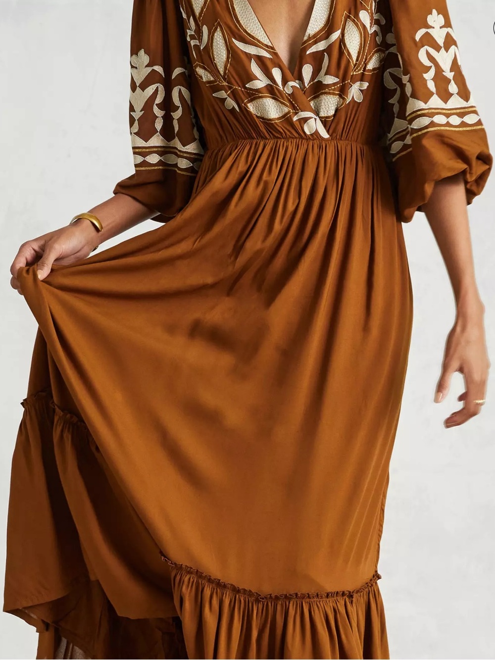 Anthropologie Let Me Be Embroidered Open-Back Maxi Dress Size S - Picture 6 of 13